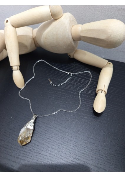 Doğal Taş Sitrin Sarı Kristal Kolye indirimleri