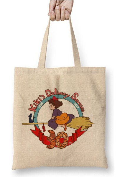 Kiki's Delivery Service Küçük Cadı Kiki Studio Ghibli Anime Beyaz Bez Çanta