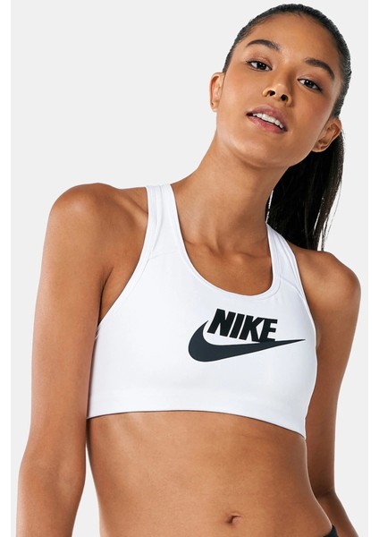 Training Futura Swoosh Medium Support Sports Bra Kadın Spor Büstiyer Bra Beyaz