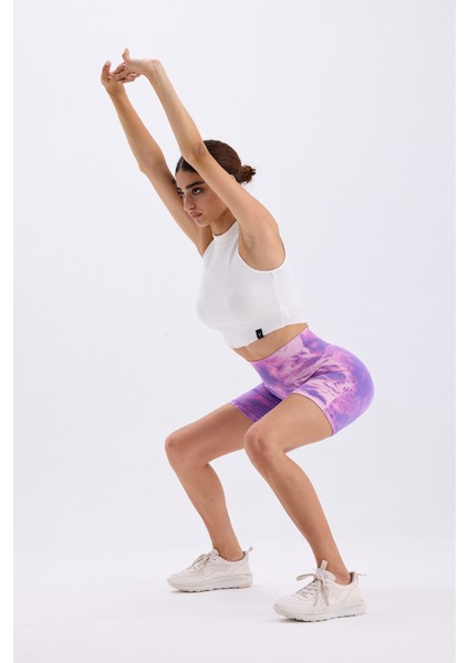 Spor Şort Batik Desenli Dikişsiz Esnek ve Toparlayıcı Push Up Kısa Şort fiyatları