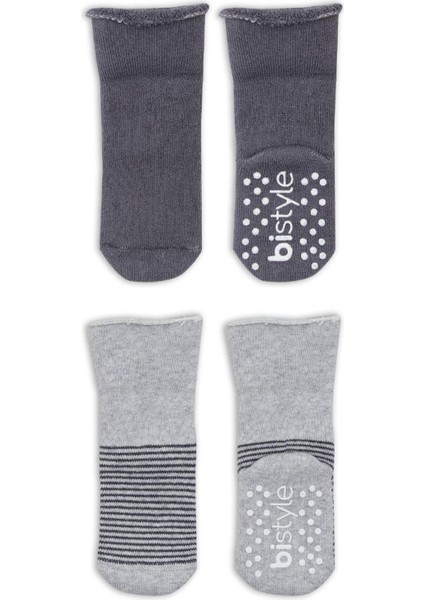 2li Çemberli Kaymaz Havlu Soket Çorap 10503 Gri-Antrasit modelleri