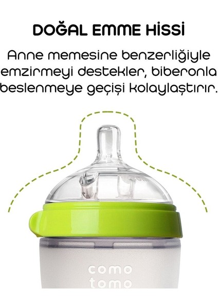Antikolik Silikon Biberon 250 ml 3-6 Ay Yeşil fiyatları