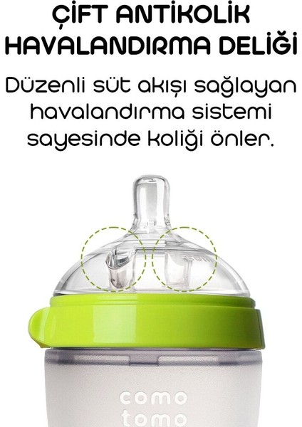Antikolik Silikon Biberon 250 ml 3-6 Ay Yeşil modelleri