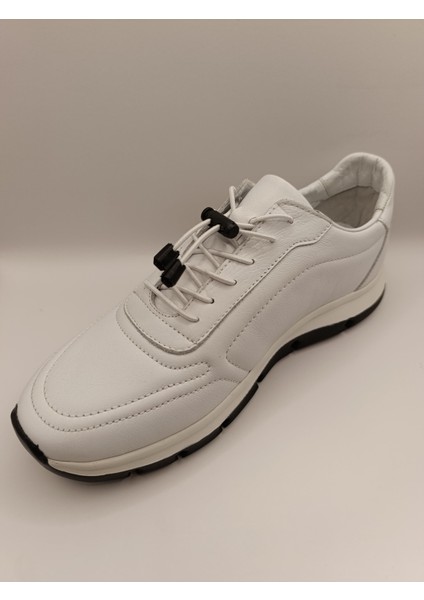Hakiki Deri Lastikli Bağcıklı Çok Rahat ve Şık Eva Taban Günlük Sneaker Spor Ayakkabı fırsatları