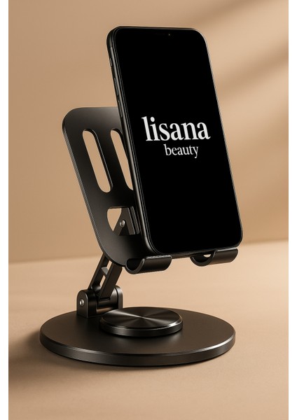 Yüksek Kalite Metal Kaydırmaz Sabit 360 Dönebilen Ayarlanabilir Telefon ve Tablet Tutucu Masa Üstü Standı Siyah fiyatları