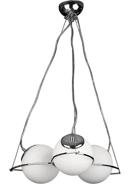 Güney 20'lik Glop Cam Üçlü Krom Renkli Camlı Sarkıt Avize