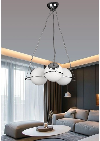 Güney 20'lik Glop Cam Üçlü Krom Renkli Camlı Sarkıt Avize fiyatları