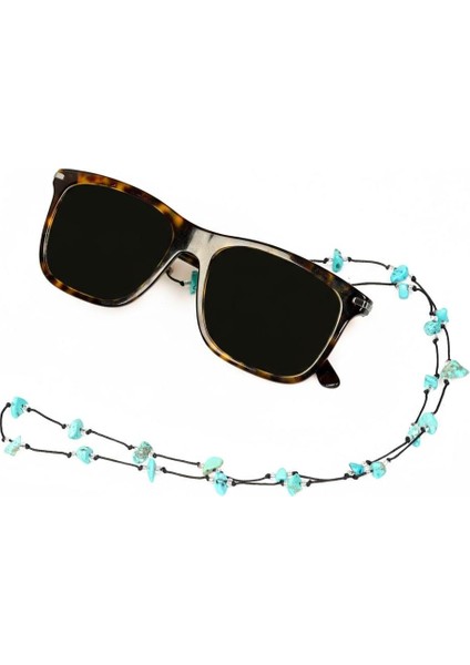 Turkuaz Taşlı Gözlük Askısı – Doğal Taş Gözlük Ipi