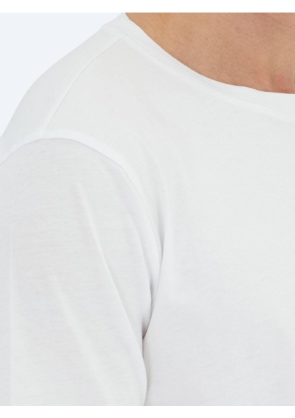 Beyaz Düz Bisiklet Yaka %100 Pamuk T-Shirt fırsatları