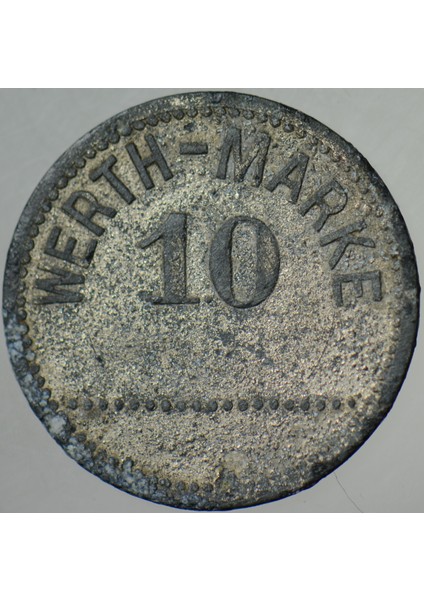 Almanya 10 Pfennig Wert Marke 1910-20 Ler. Çinko 19 mm modelleri