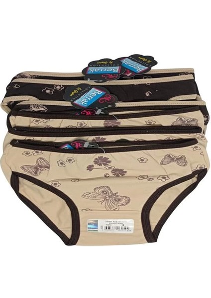 2566 Berrak Kız Kahverengii Baskılı Bikini 6 Adet 1-2 Yaş