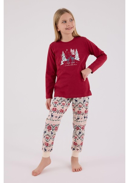 Anne Kız Geyik Temalı Pijama Kombin, Kadın ve Çocuk Pijamalar Ayrı Ayrı Fiyatlandırılır fırsatları