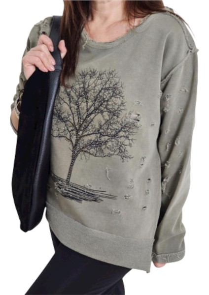 Yırtık Ağaçlı Sweatshırt fiyatları