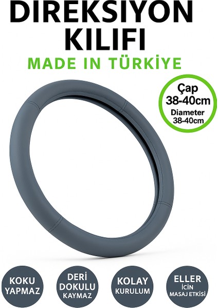 Toyota Hilux 1997-2004 Geçmeli Direksiyon Kılıfı Delikli Gri Deri