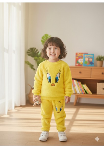 Kız Çocuk Peluş Alt Üst Takım Tweety Canlı Sarı Yumuşacık
