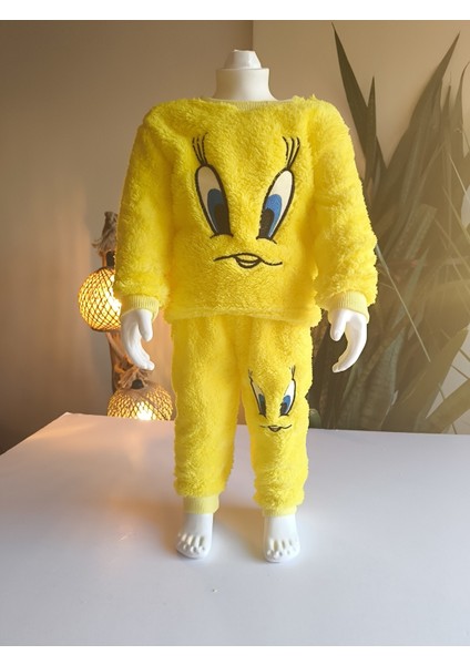 Kız Çocuk Peluş Alt Üst Takım Tweety Canlı Sarı Yumuşacık modelleri