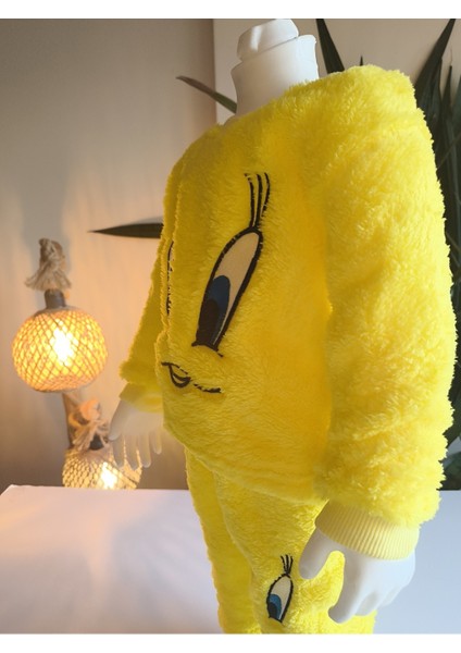 Kız Çocuk Peluş Alt Üst Takım Tweety Canlı Sarı Yumuşacık