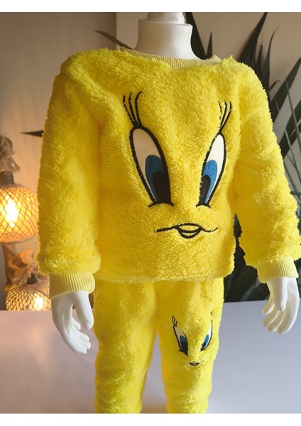 Kız Çocuk Peluş Alt Üst Takım Tweety Canlı Sarı Yumuşacık