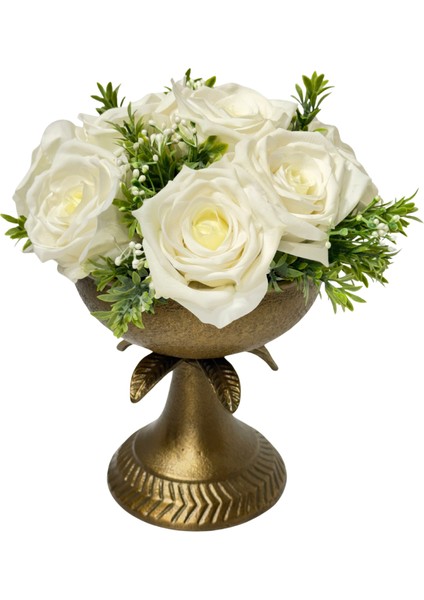 Yaprak Saksılı Islak Beyaz Gül Aranjman fiyatları