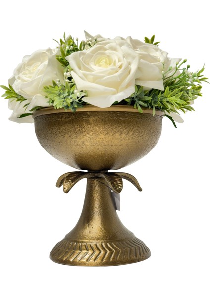 Yaprak Saksılı Islak Beyaz Gül Aranjman fırsatları