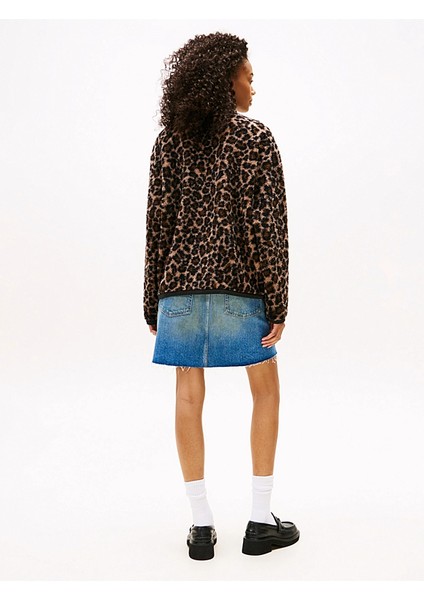 Tjw Tam Fermuarlı Armalı Kürk Dokulu Kadın Kahverengi Sweatshirt DW0DW215960HD modelleri