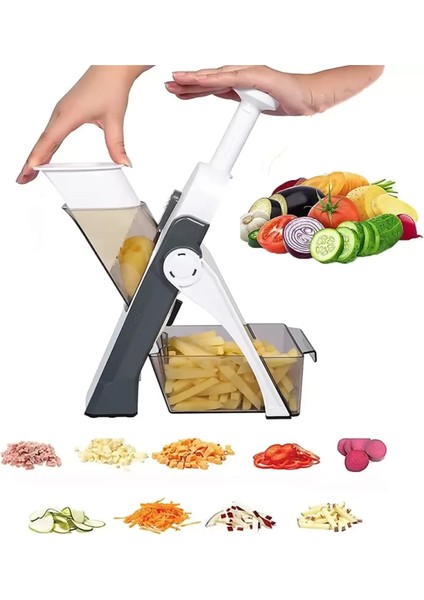Çok Amaçlı Basmalı Sebze Dilimleyici Doğrayıcı Mandolin Brava Spring Slicer Kitchenmate (4915)