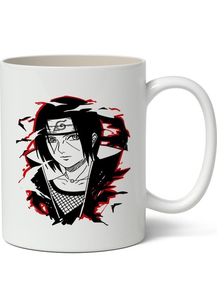 Itachi Uchiha Naruto Anime Baskılı Beyaz Porselen Kupa Bardak