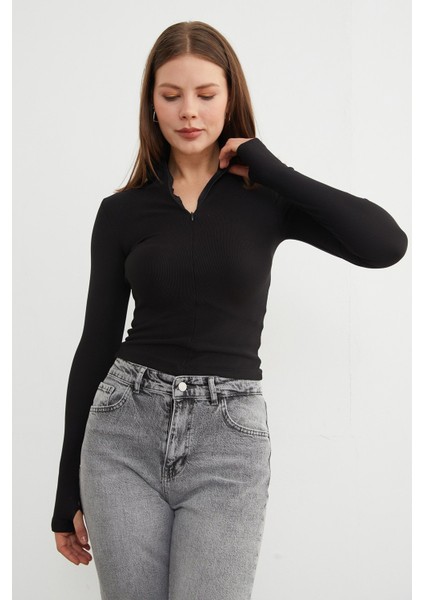 Fitilli Fermuarlı Dik Yaka Bluz fırsatları