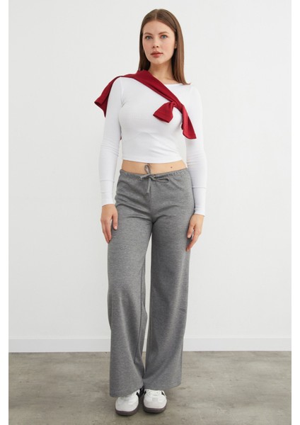 Beli Bağlamalı Bol Paça Modal Pantolon