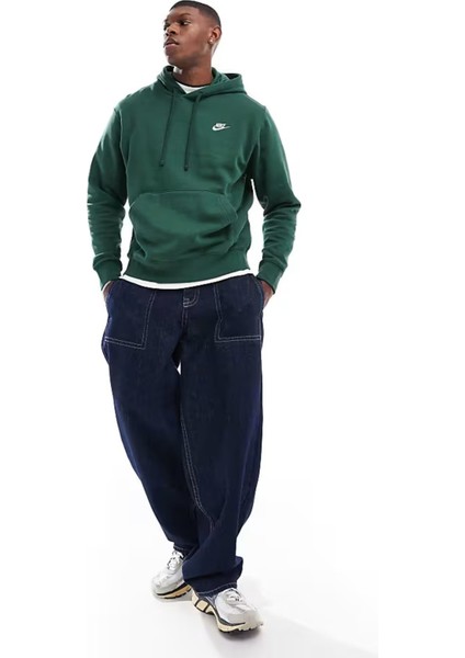 Clup Fleece Pullover Bb Hoodie Şardonlu Erkek Yeşil Sweatshrit fırsatları