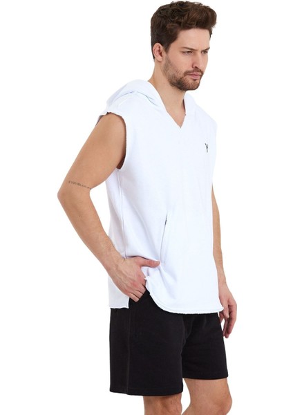 Erkek T-Shirt Sıfır Kol Kapşonlu Spor Sweatshirt fırsatları