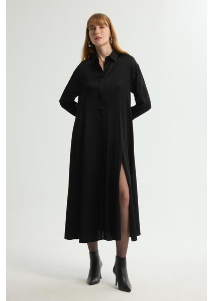 Yırtmaç Detaylı Elbise Siyah 124L9663000 modelleri