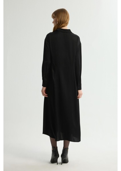 Yırtmaç Detaylı Elbise Siyah 124L9663000