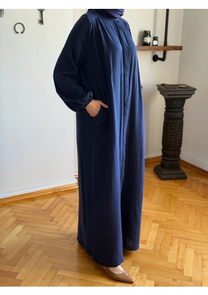 Tam Boy Düğmeli Müslin Ferace 5102 modelleri