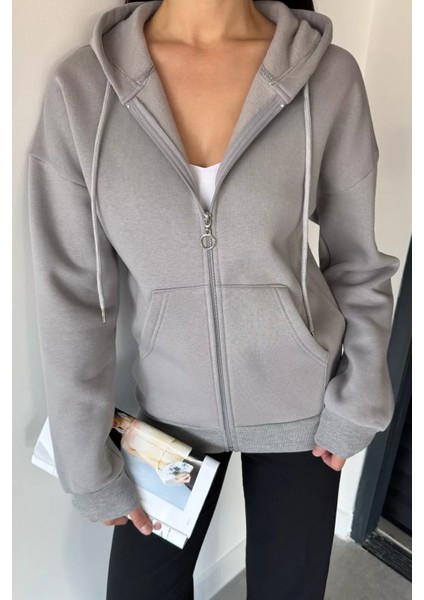 Kadın Üç Iplik Şardonlu Kapüşonlu Sweatshirt P-00019011