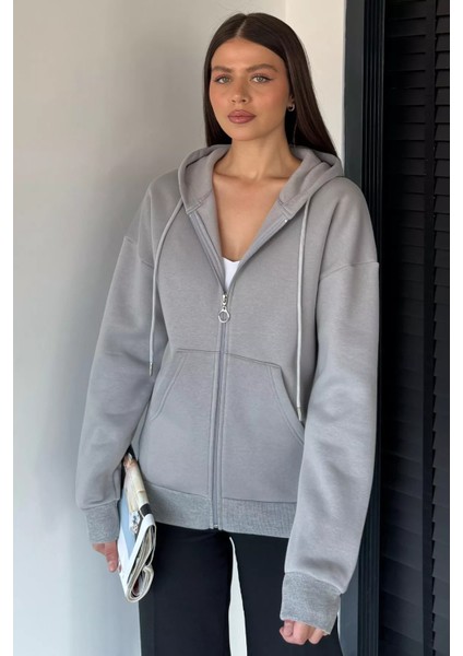 Kadın Üç Iplik Şardonlu Kapüşonlu Sweatshirt P-00019011 fiyatları