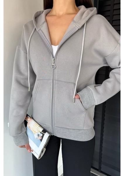 Kadın Üç Iplik Şardonlu Kapüşonlu Sweatshirt P-00019011 modelleri