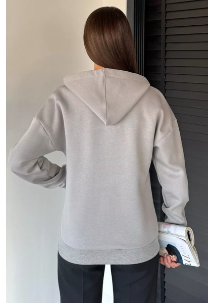 Kadın Üç Iplik Şardonlu Kapüşonlu Sweatshirt P-00019011 fırsatları