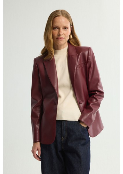 Deri Blazer Ceket Bordo 119L9211001