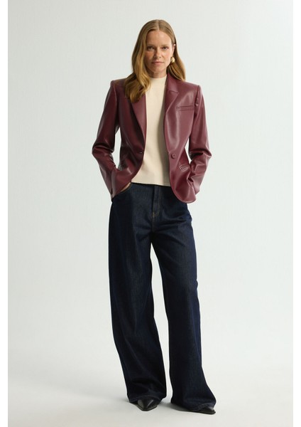 Deri Blazer Ceket Bordo 119L9211001 modelleri