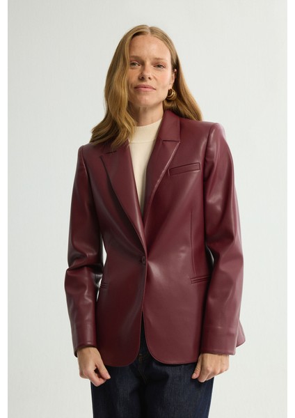 Deri Blazer Ceket Bordo 119L9211001 fırsatları