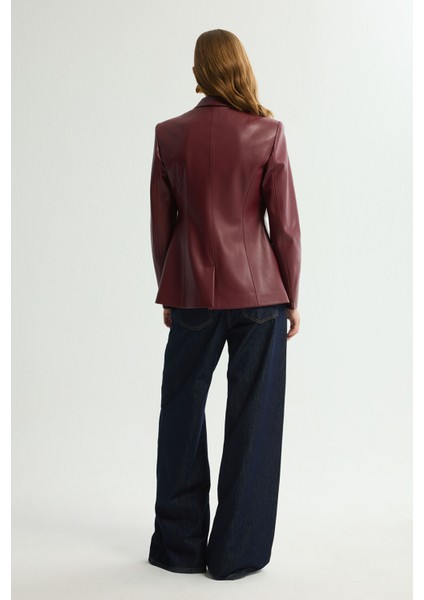 Deri Blazer Ceket Bordo 119L9211001