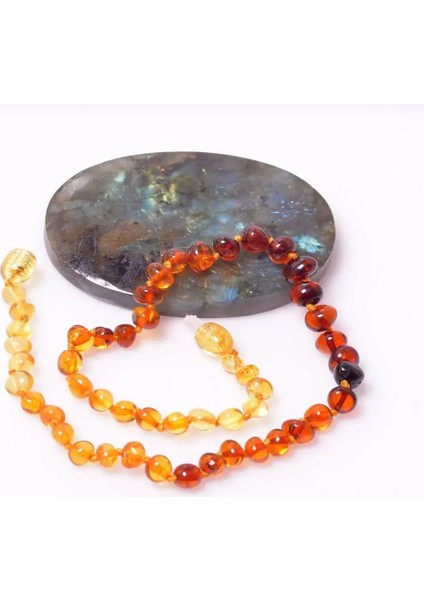 Sertifikalı Damla Kehribar Gökkuşağı Model Bebek Kolye