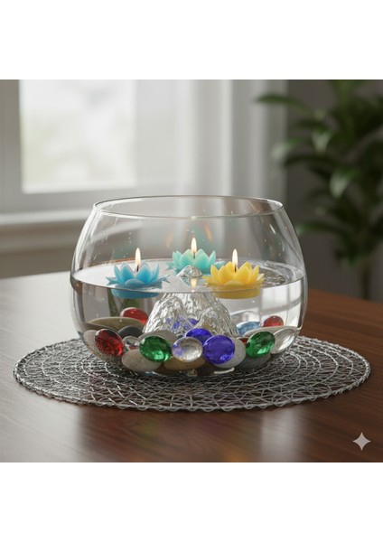 Büyük Boy Cam Fanus Teraryum Balık ve Çiçek Dekoru 24X18 modelleri