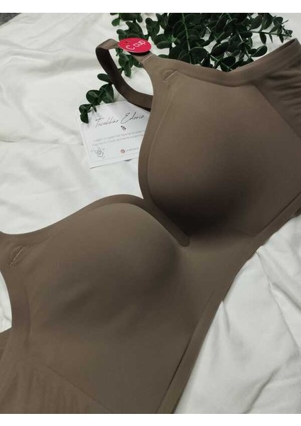 Büyük Beden C Cup Lazer Kesim Sütyen - Koyu Kahve