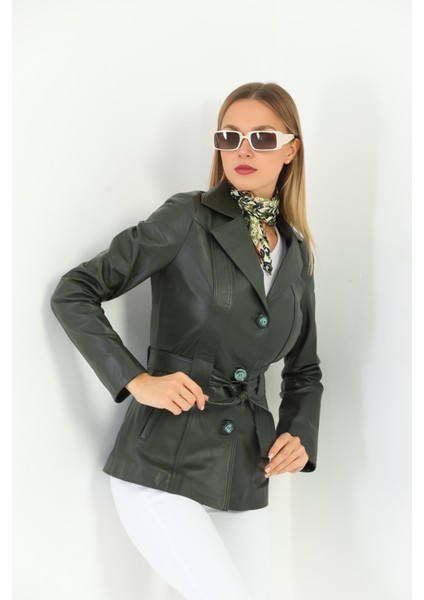 Kadın Kuşak Detaylı Hakiki Deri Ceket fırsatları