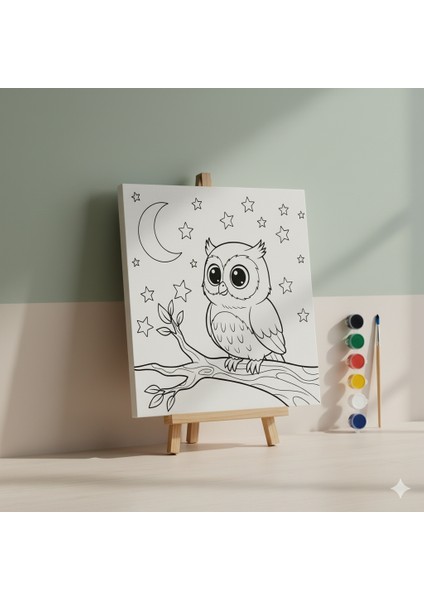 Çocuklar Için Baykuş,ay ve Yıldız Temalı Eğitici ve Eğlenceli Dikkat Geliştirici Boyama Seti