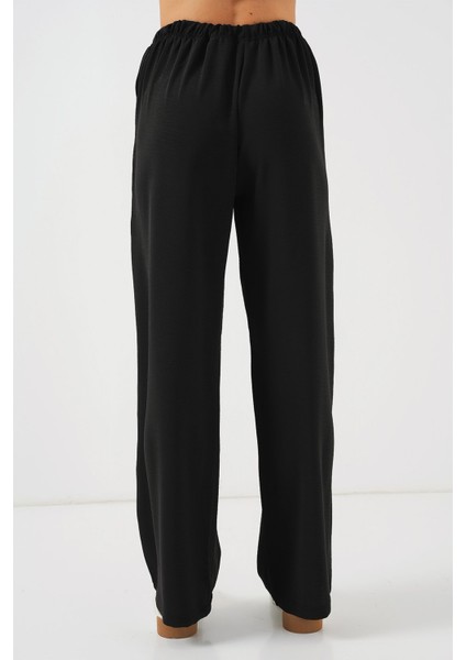 Kadın Bdart Yüksek Bel Rahat Kesim Geniş Paça Pantolon Siyah