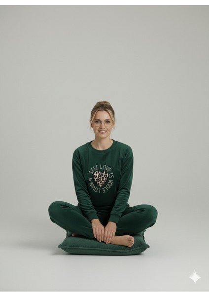 Kışlık Polar Kumaş Uzun Kol Kadın Pijama Takımı