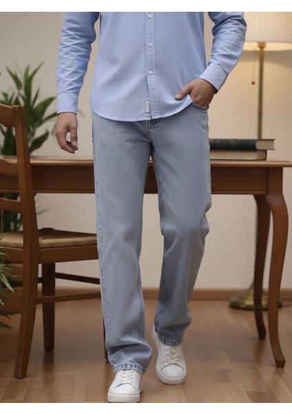 Erkek Buz Mavi Baggy Oversize Bol Paça Jean Kot Pantolon fırsatları